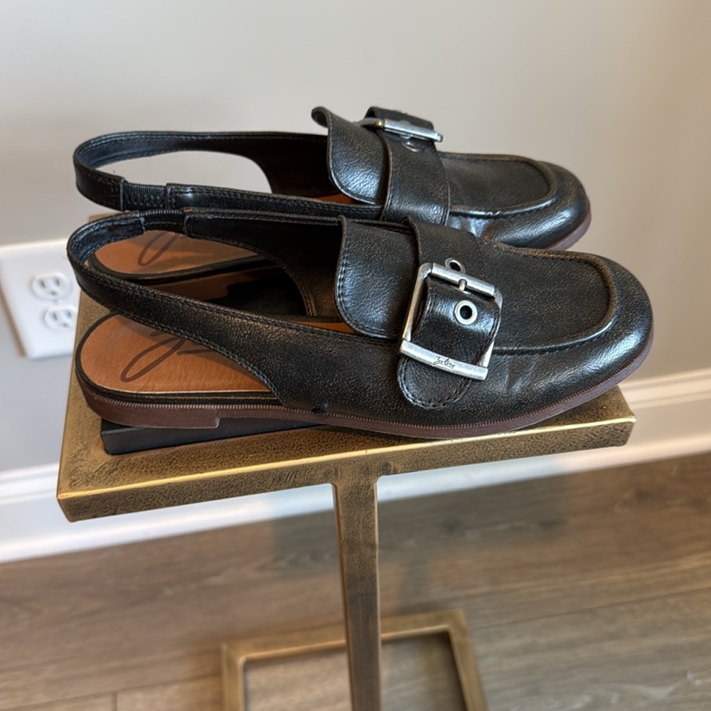 Women’s Black Slingback Loafers with Buckle - Picture 7 of 10